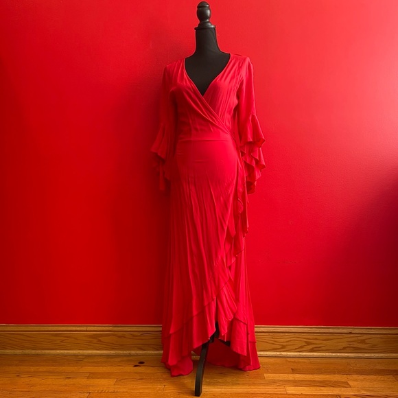 Melissa Odabash Cheryl Red Wrap Dress - Picture 4 of 12